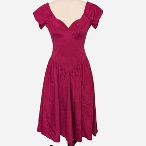 House‎ Of Bianchi Vintage Drop Waist Midi Dress Size 4